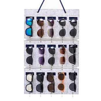 

15 Grids Felt Wall Hanging Storage Bag Sunglasses Toy Makeup Organizer Hanging Storage Pouch Bags Case For Door Jewelry