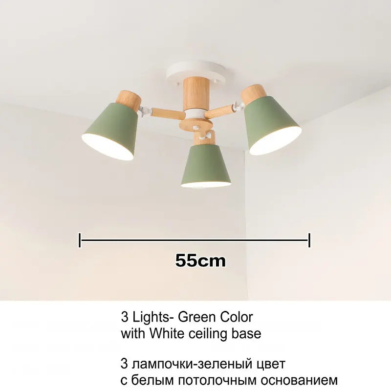 Nordic Nature Wood Chandelier Lamps for Bedroom Living Room Kicthen Dining Room Decor Metal Sconce E27 holder White Green Gray glass chandelier Chandeliers