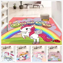 

Cartoon Living Room Rugs 3D Carpet Girls Pink Unicorn Long Hallway Corridor Rug Bedroom Kitchen Mat Anti-skid Entrance Doormat