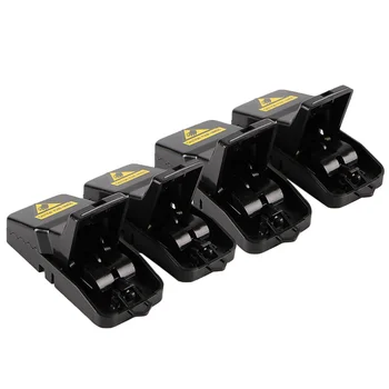 

4Pcs Mouse Trap Snap Quick Kill Mice Rodent Mouse Killer Catcher Effective Sensitive Reusable Durable and Sanitary Traps (Black)