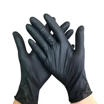 

100pcs Disposable Nitrile Gloves Anti-virus Non-slip Powder-free Exam Gloves Black High elasticity thick durable Gloves