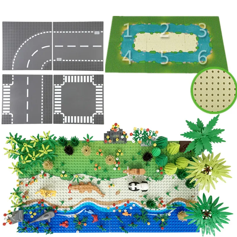 

32x32 Dots River Baseplate City Blocks Road Base Plates Compatible Classic DIY Toys Mini Building Bricks Base de Placas for Kids