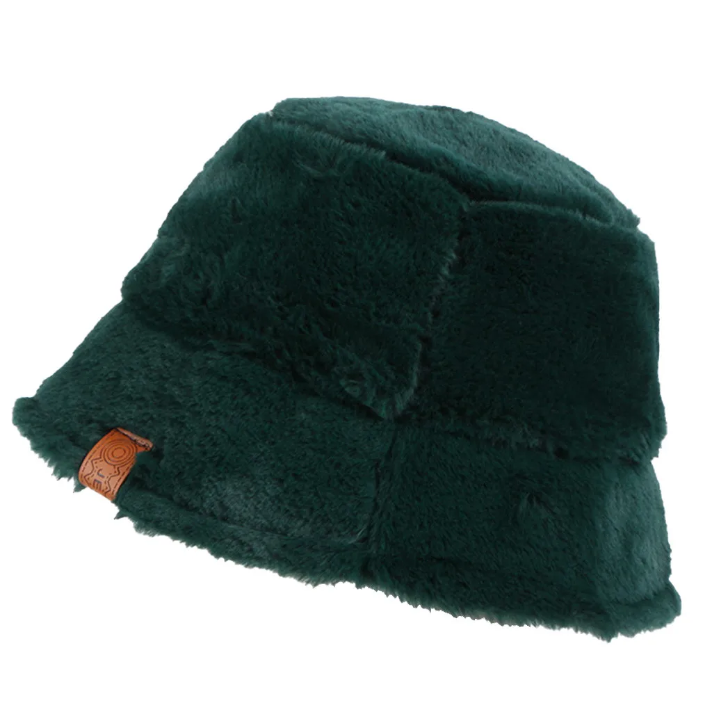 Женская зимняя шапка-ведро из искусственного меха, милая и теплая шапка для охоты, рыбалки, мягкая шапка для отдыха на открытом воздухе, шапки-ведра M242 - Цвет: Зеленый