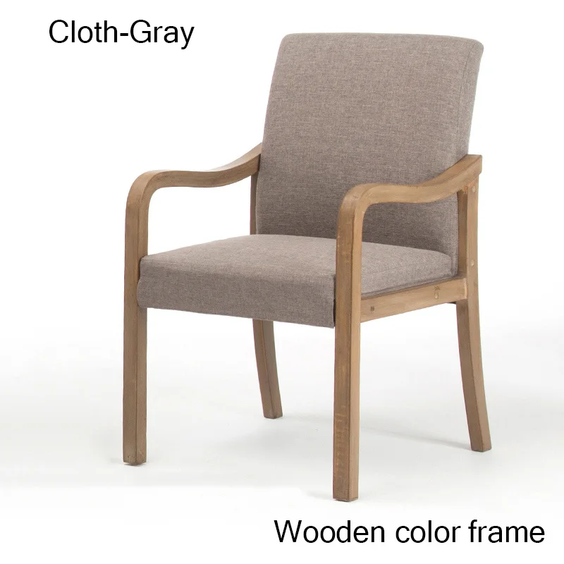 Cloth-Gray Современной плотной древесины столовая для обеденного стула ткань офисная Конференция ресторанное кресло с подлокотниками дома исследование гостиной стул из твердой древесины - Цвет: Cloth-Gray