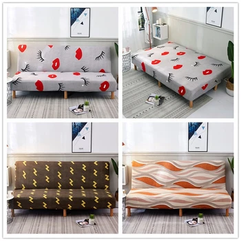 

Gray Red Lips Sofa All-inclusive Folding Soft Sofa Bed Cover No Armrest Slip-resistant Couch Cover Stretch Slipcover Sofa Cover