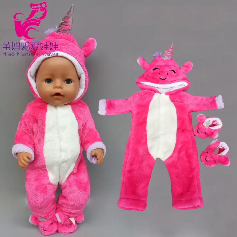 BABY DOLL 40CM OR 16 INCH DOLL PINK UNICORN ONE PIECE SUIT WITH HAT DOLL CLOTHES 