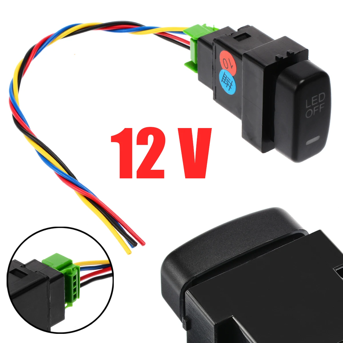 

1pc DC12V Car LED OFF Fog Light Push Blue LED Light Switch 4 Wire Button For Mitsubishi Pajero Lancer Triton ML Galant Eclipse