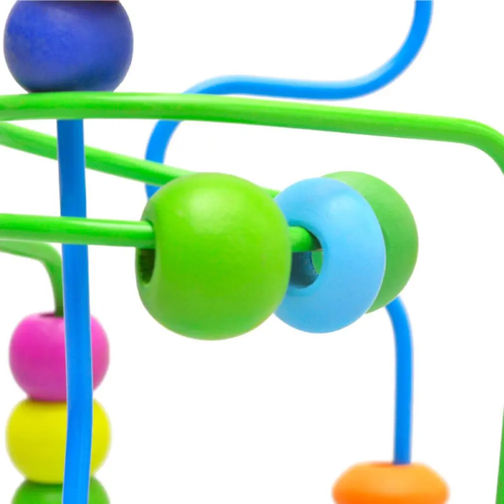 Baby Kisd Wooden Puzzle Toy Mini Around Beads Colorful Wire Maze Roller Coaster Educational Mathematics Toy Kid Christmas Gifts