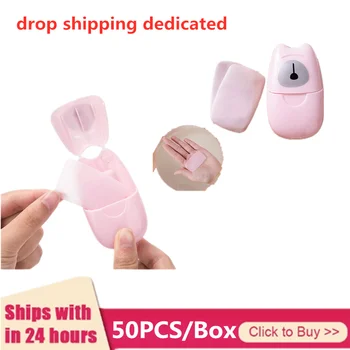 

50PCS/BOX Paper Soap Case Bath Soap Scented-Slice Sheets Foaming Washing Hand Disposable Travel FOR DROPSHIPPING