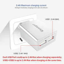 ЕС адаптер зарядное устройство для мобильного телефона двойной USB зарядное устройство 2.4A Быстрая зарядка путешествия настенное зарядное устройство для IPhone samsung S10 Xiaomi 9