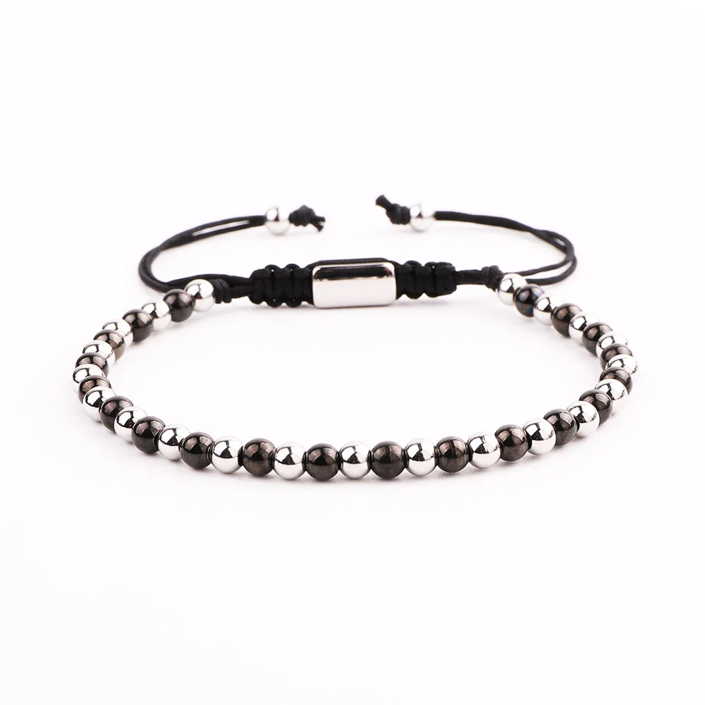 JARAVVI High Quality Men Bracelet Simple Design 4mm Small Stainless Steel Beads Macrame Friendship Bracelet Men Jewelry Gift - Image 2