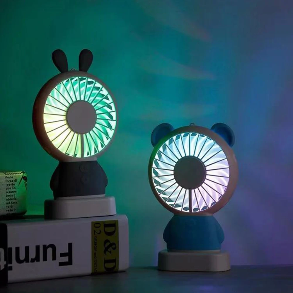 Draagbare Oplaadbare мини ручной вентилятор для наружного Kantoor Creatieve Koelventilator Led Nachtlampje
