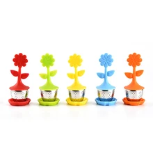 Силиконовый Фильтр для заварки чая с цветами, рассеиватель, фильтр для чая для повторного использования, специи, рассыпной чай, лист, травяной инструмент, чайный горшок, чайные пакетики