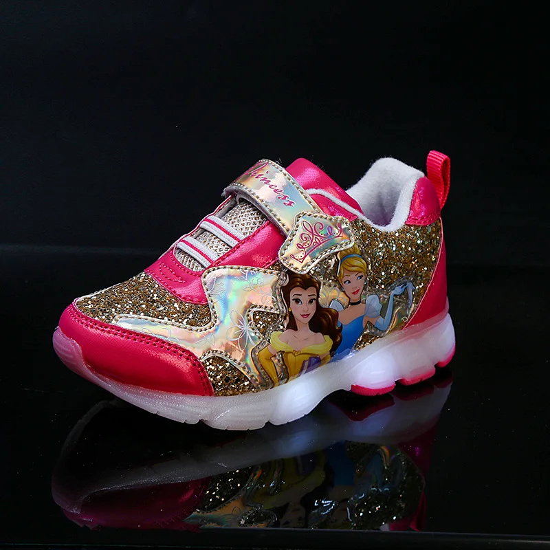 Zapatillas deportivas luminosas para niños y niñas, zapatos de dibujos  animados de princesa, con Led de cristal, para correr, con iluminación de  Disney|Zapatillas deportivas| - AliExpress