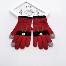 Новинка; Рождественские Зимние перчатки для детей; Лидер продаж; милые детские перчатки с рисунком оленя из мультфильма; Разноцветные теплые вязаные перчатки; перчатки