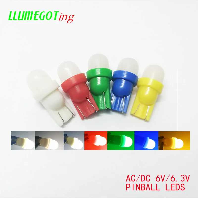 50pcs Milk White Dome 194 T10 #555 Wedge 1x SMD5050 Non Polarity Various Color AC DC 6V 6.3V Pinball Game Machine Led Bulbs | Автомобили и