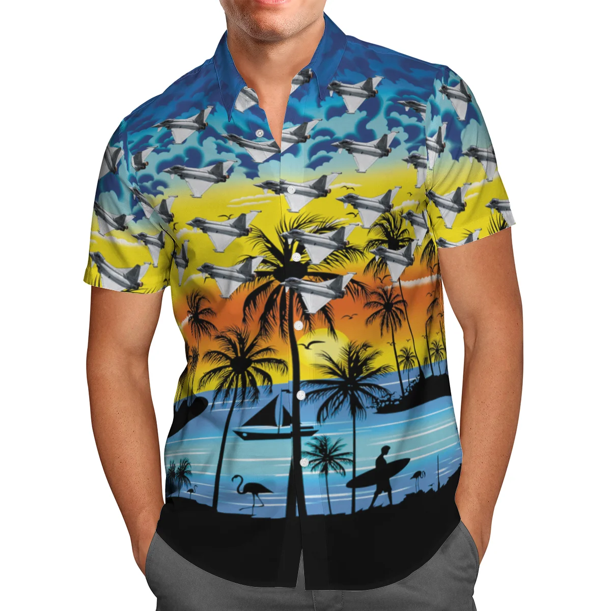 

Seaside beach scenery 3D Hawaii Shirt 2021 Summer Men's Breathable Loose Shirt Short Sleeve Shirt Streetwear Oversized 5XL