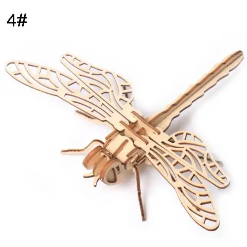 Dragonfly 3D деревянная Бабочка модель насекомого головоломки DIY сборка ремесла чтение решение проблем мышление обучающая детская игрушка - Цвет: Dragonfly