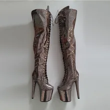 Leecabe/блестящие женские босоножки на платформе 20 см/8 дюймов вечерние туфли на высоком каблуке высокие сапоги для танцев на шесте