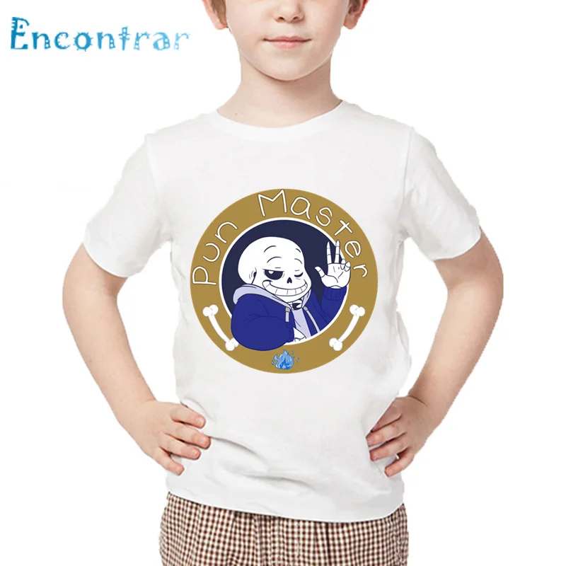 Детская футболка с принтом череп брат Undertale Sans детские летние белые топы забавная