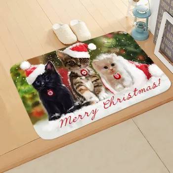 

Christmas Decoration Doormat Cats Dog Pet Xmas New Year Doormats Non-Slip Door Mat Bedroom Kitchen Entrance Floor Mat Home Mat