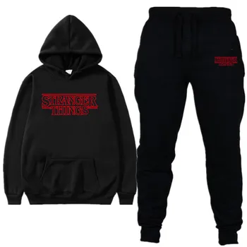 

Autumn Winter Men Two Pieces Set New Stranger Things Hooded Sweatshirts Sportswear Tracksuit Men Hoodie Hoodies Pants Sets