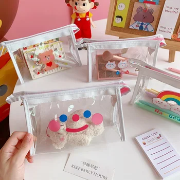 

Korea Women Cosmetic Bags Transparent Plastic Organizer bags Makeup Casual Waterproof Travel Toiletry Wash Bathing Storage bags