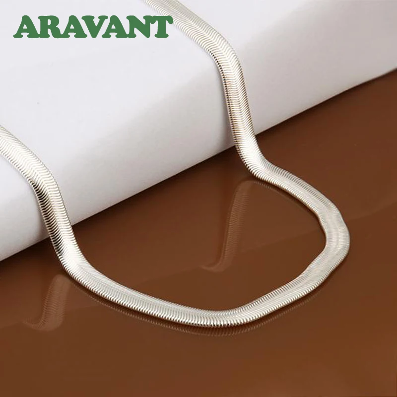 925 Silver 6MM Flat Snake Chain Necklace Bracelet Set For Women Men Fashion Jewelry