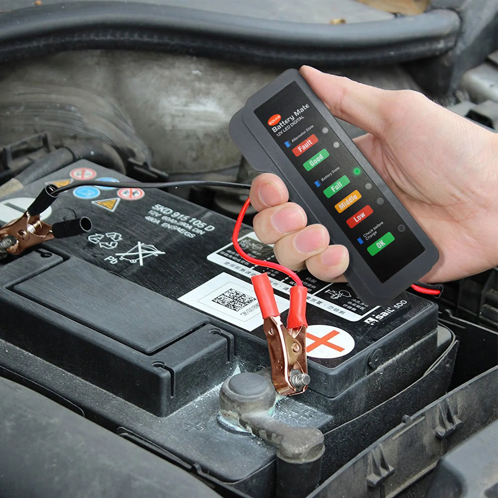 Mini 6-digit LED Display Car Battery Tester Testing Tool Charger Analyzer 12V Voltage Battery Detector Scanner Diagnostic Tool car battery checker