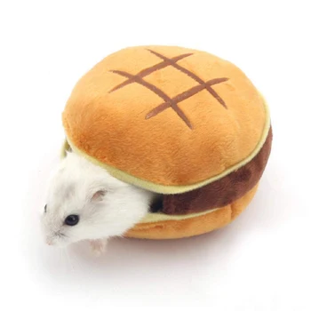 

Portable Hang Nest For Small Animals Small Hamburger Bread Shape Cotton Nest House Hut Winter Warm Pet Hamster Cage Bed