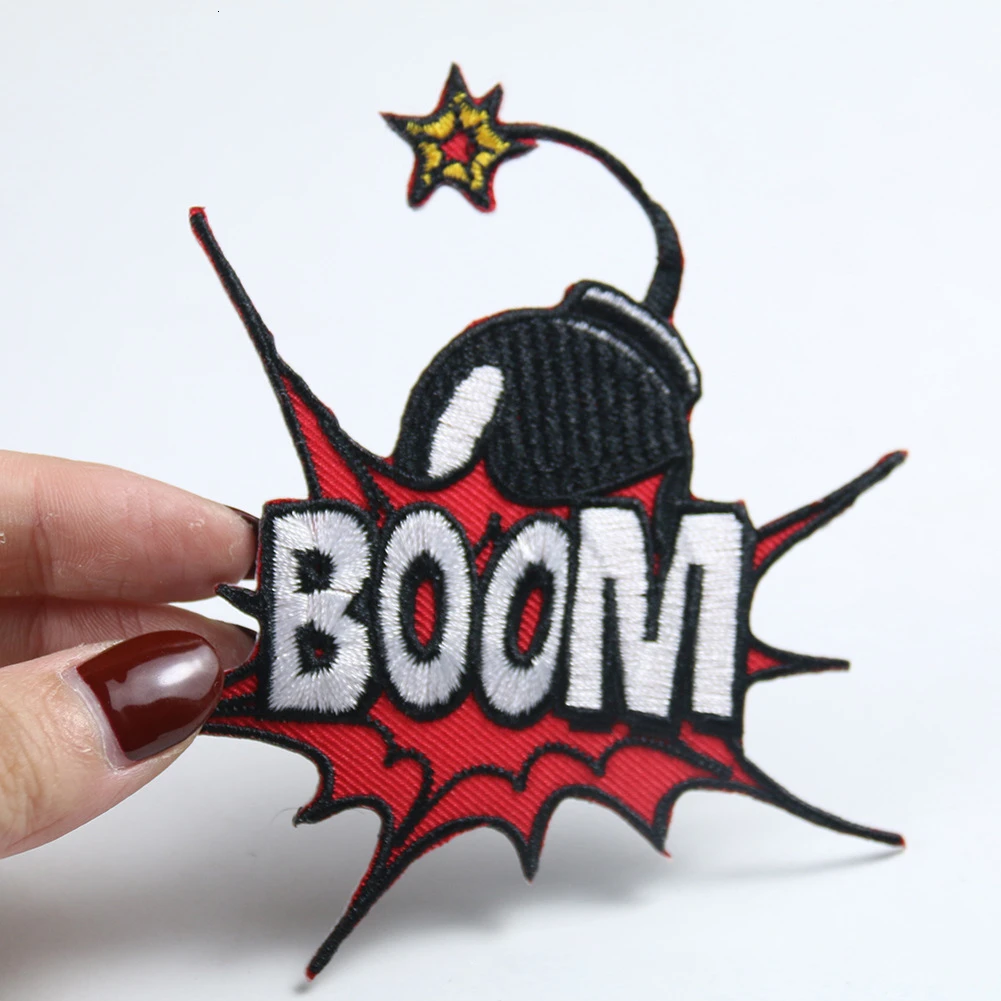 Нашивки с надписью BOOM Bomb для одежды сделай сам очень странные дела нашивки