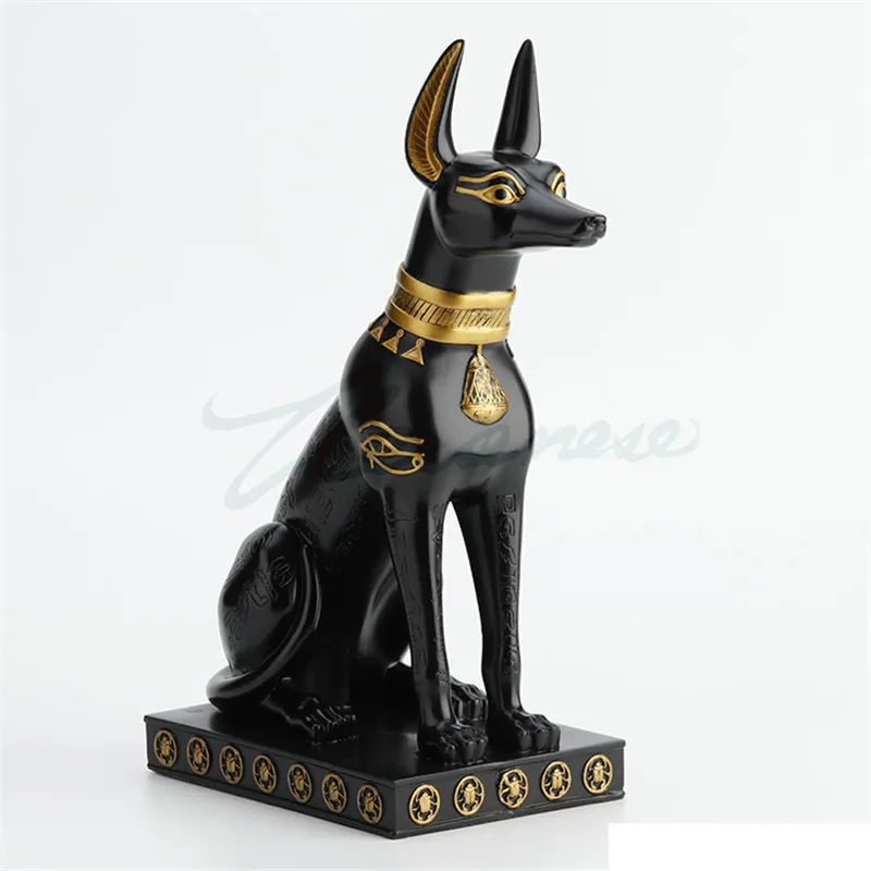 32 см Древний Египет Anubis Художественная Скульптура собака Бог фигурка изделия из смолы Креативные украшения для дома подарок на день рождения R3665
