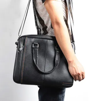 

Men Business Handbag Male Genuine Leather Shoulder Bag for Men's Office Documents Laptop Bag Male Real Leather Briefcase Totes
