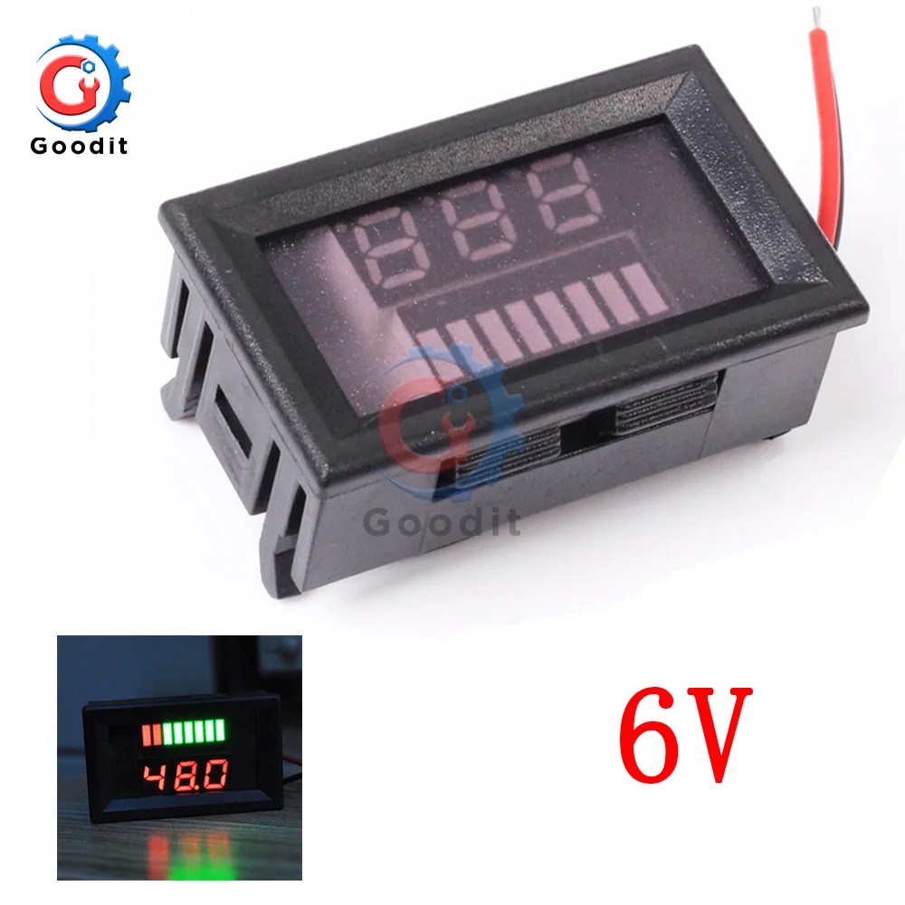 6 в 12 В 24 в 36 в 48 вакуумный индикатор уровня заряда батареи тестер литиевая измеритель емкости аккумулятора светодиодный тестер Вольтметр - Цвет: 6V Red