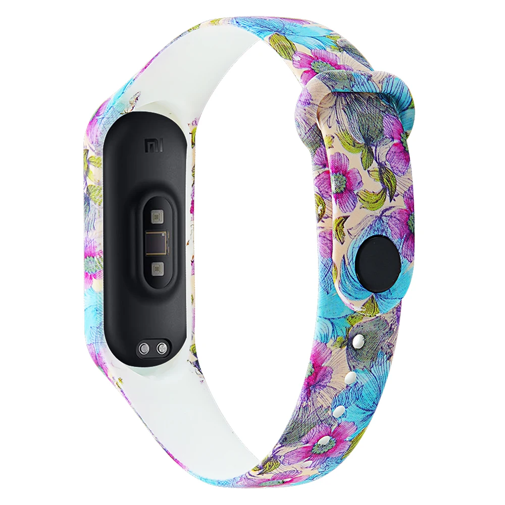

Printing Colorful Silicone Strap for Mi Band 3 4 Strap for Miband 3 4 Wristband sport Replacement Smart Band wrist Strap Bracele