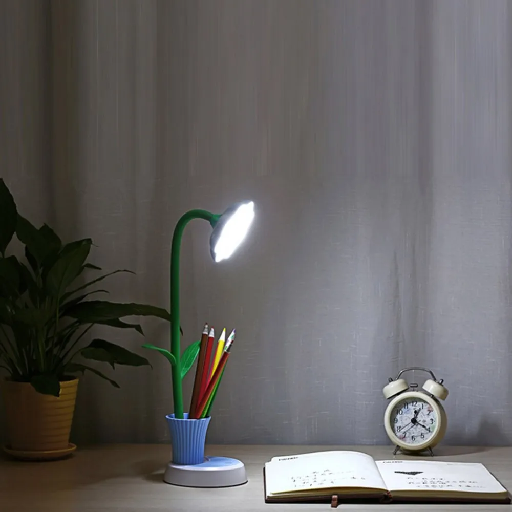 Прочный светодиодный светильник для чтения в форме цветка, настольная лампа для ухода за глазами, гибкий светильник для шеи, для учебы, работы, спальни