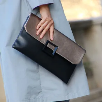 

Genuine Leather Women Clutch Bag Hit Colors Fashion Envelope bag Cowhide Female Chain Shoulder Bag Ladies Messenger Bag Big