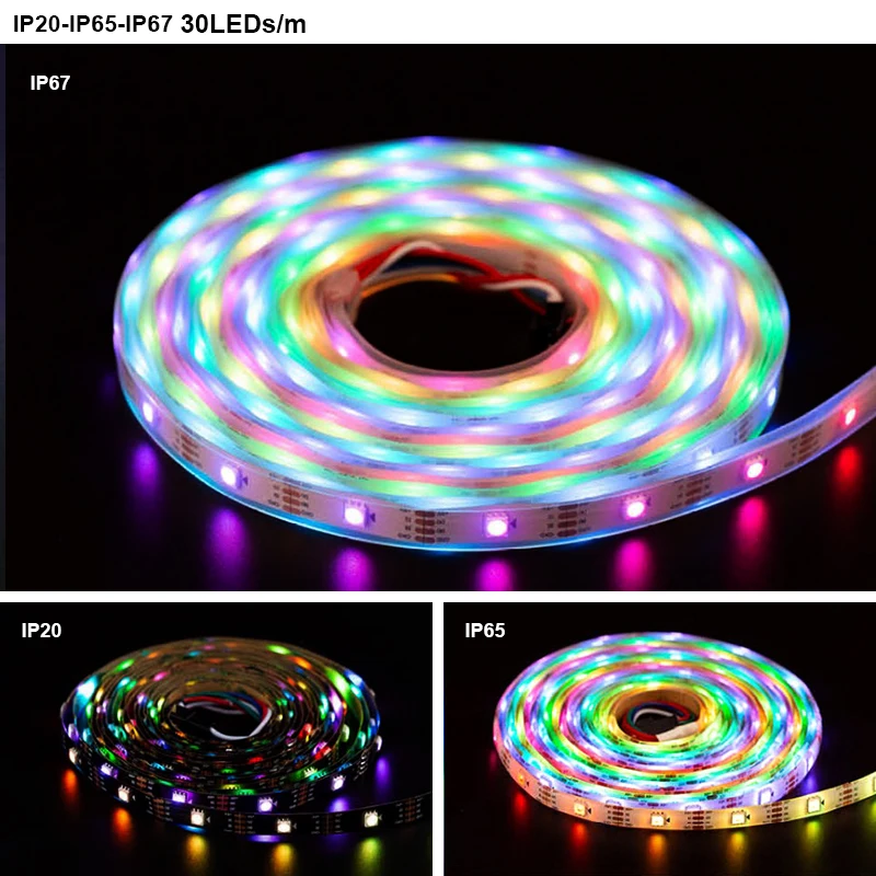 1m/2m/4m/5m 30/60/72/100/144LEDs/m WS2813 Addressable RGB LED Strip 5050 Flexible Tape Dual-Signal Pixel Ambilight TV Light 5V | Лампы и