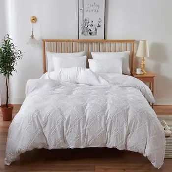 

European and American simple wind comfortable pure color cotton home textile quilt cover pillowcase three-piece bedding