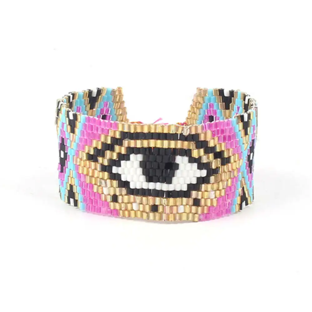 Boho браслет evil eye MIYUKI браслет Pulseras Mujer женские ювелирные изделия хрустальные браслеты с кисточкой Золото Нержавеющая сталь Insta