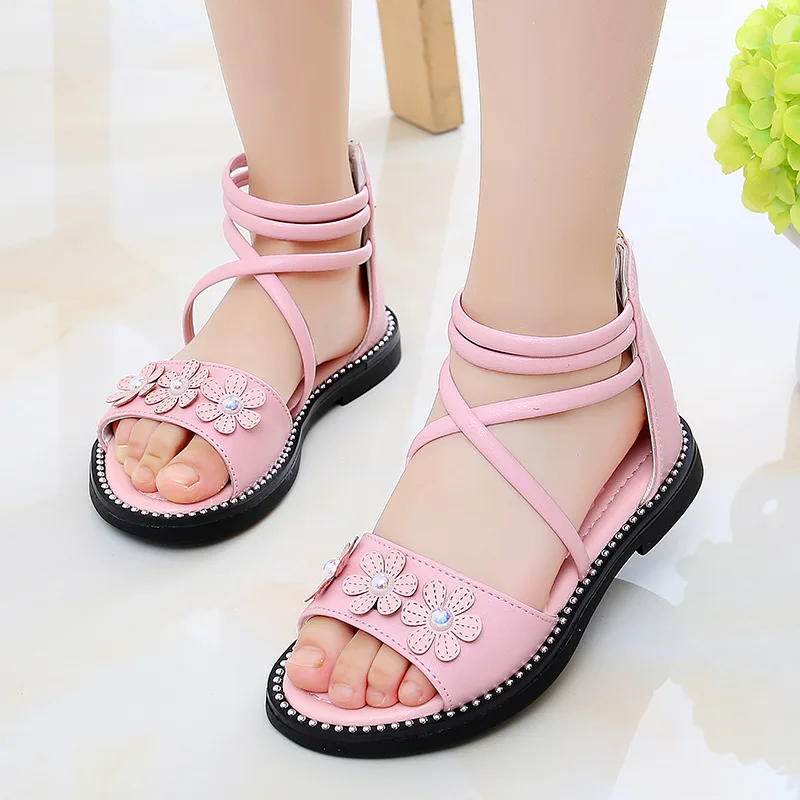 MOREMOO Kids Walk Sandals Flower Glitter for Girls Princess Walk Sandals