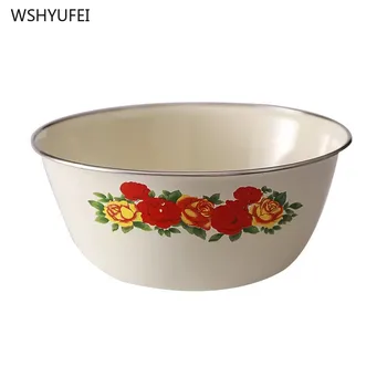 

1pcs enamel soup bowl soup bowl cooking pot with lid home kitchen with lid mixing bowl salad fruit storage box kitchen supplies