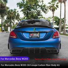 Für Mercedes-benz W205 carbon fiber körper kit benz coupe C63 C63S AMG spoiler seite rock diffusor front lip auto gehäuse kit