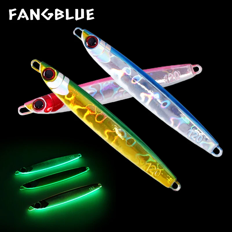 3Pcs/Lot 120g 160g Luminous Lead Fishing Lure Laser Slow Metal Jig Spoon Sinking Sea Deep Carp Artificial Bait | Спорт и развлечения