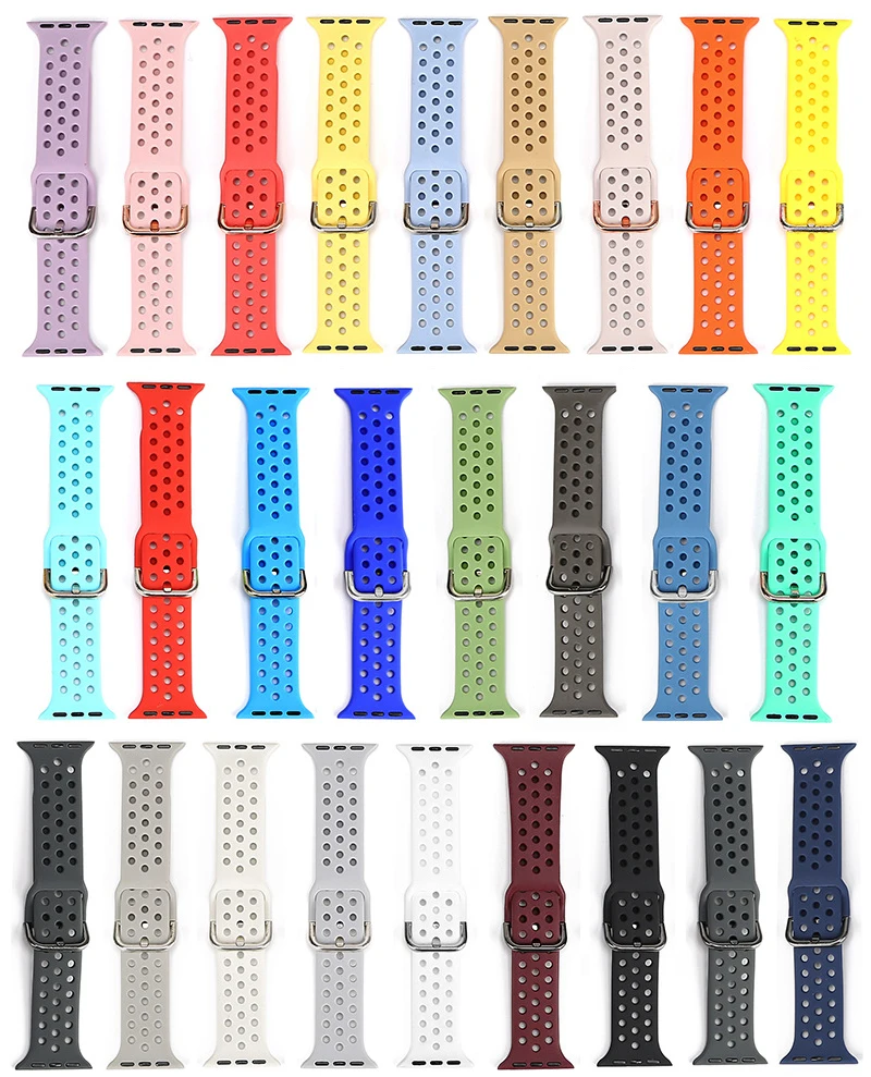 Ремешок для Apple Watch Band 4 5 40 мм 44 мм мягкий силиконовый спортивный дышащий ремень iWatch band Series 5 4 3 2 38 мм 42 мм аксессуары
