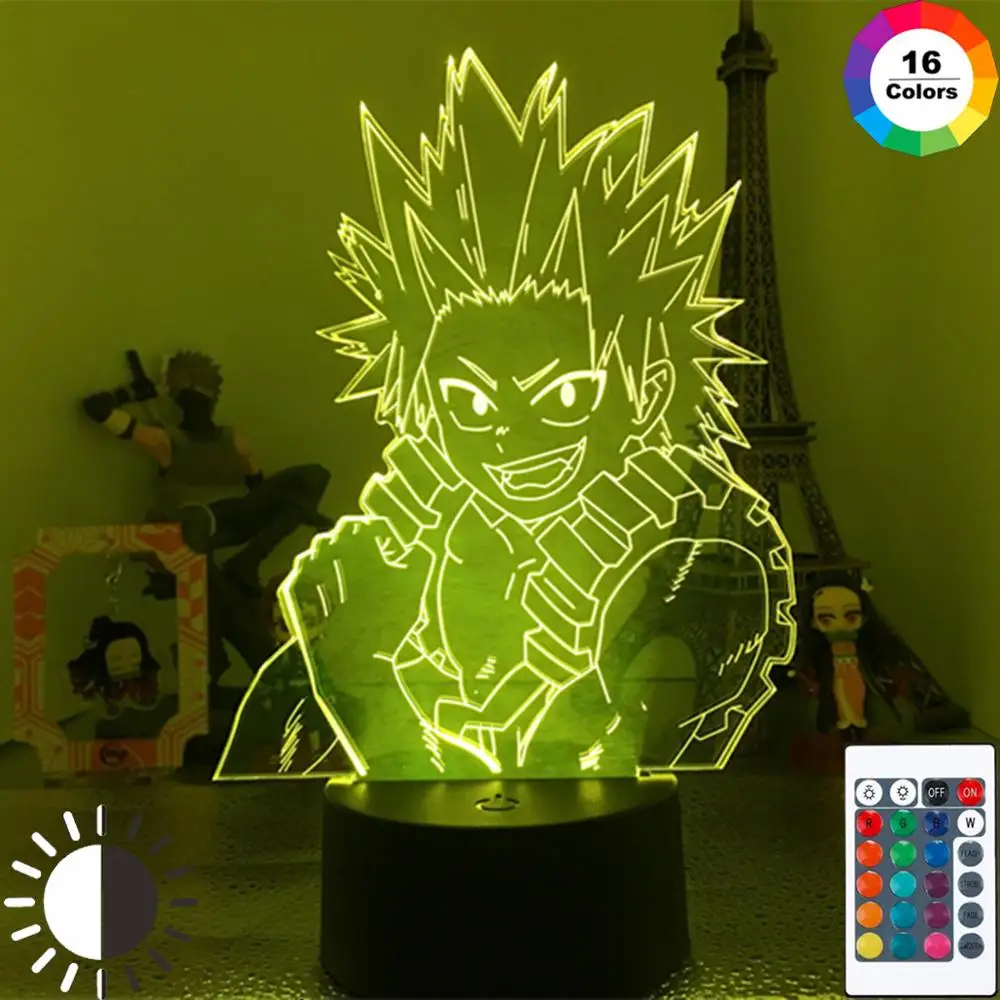 Мой герой academic Kirishima Eijiro аниме огни мой 3D Светодиодная лампа красочные меняющиеся