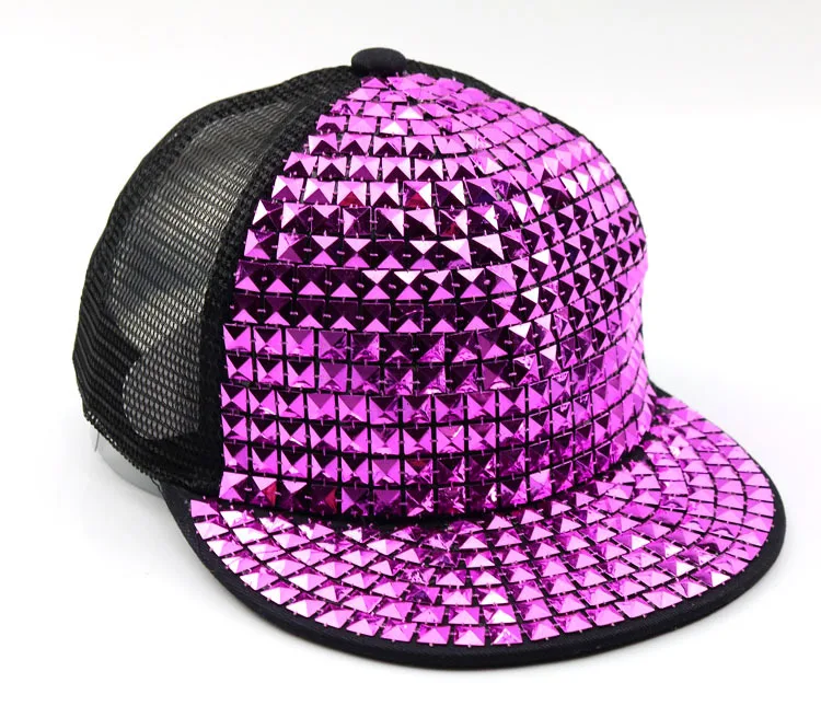 Квадратный ноготь сетки дети бейсбольная кепка s Дети GorroHiphop блёстки Snapbacks мальчиков девочек шапки черная сетчатая Кепка 50-54 см F283