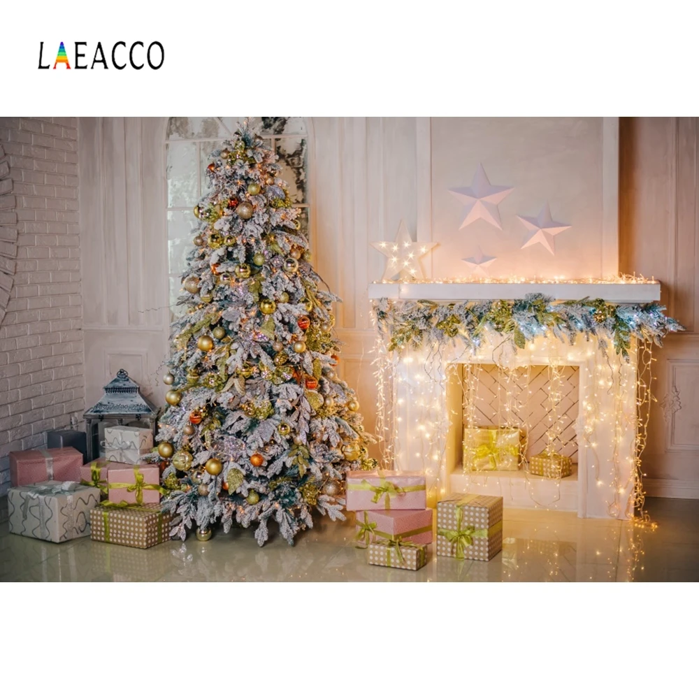 Laeacco Рождественская елка камин год домашний декор фотографии фоны индивидуальные фотографические фоны для фотостудии