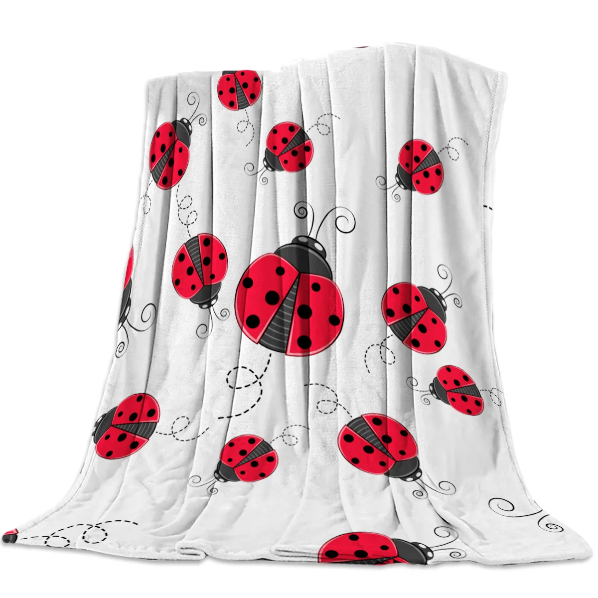 RedLadybugBedspreadBlanketsBlanketThrowsFleeceTravelWrap
