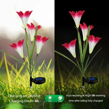 

1pc Solar Lily Flower Lights LED Fairy IP65 Waterproof Garden Decoration Outdoor Wedding Party Christmas Lights G0T5